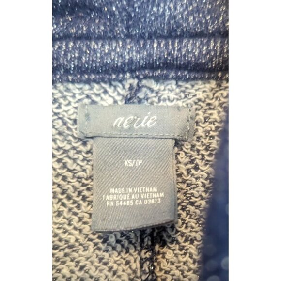 Aerie Sparkle Navy Blue Cowl Neck Sweatshirt Women's XS - Picture 4 of 5